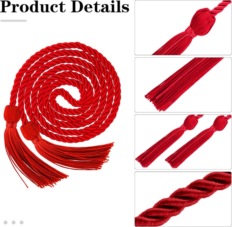 Leislam 20 Pcs Graduation Cords, Red Cords, Graduation Honor Cords, 2025 Graduation Tassel Honor Cords, 67" Long Braided Cords for 2025 Graduation Decorations Bachelor Gown for Student Master Doctoral - Image 4